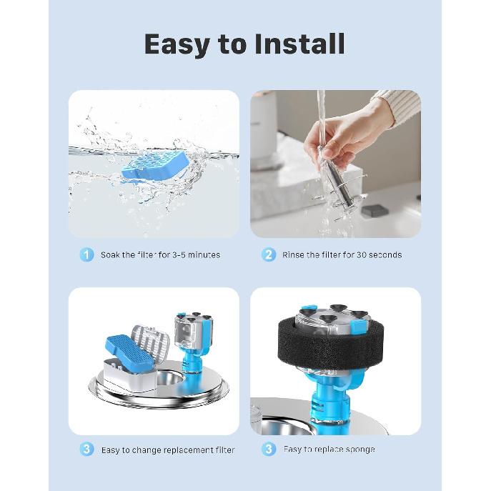 Cat Water Fountain Filters: Suitable for KOOGMOON Steel Cat Fountain(S4) - 6PCS Carbon Filter + 6PCS Foam Filter