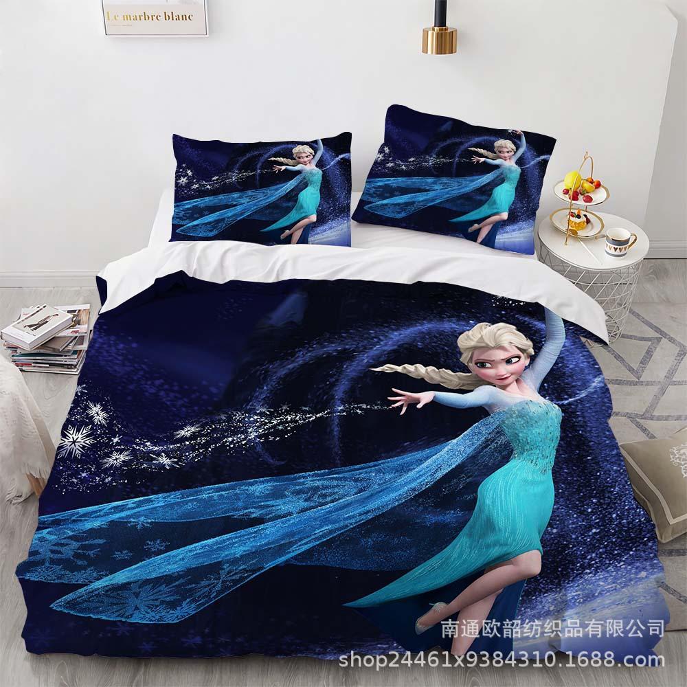 Cartoon Animation Kit 3D Digital Printing Quilt Cover Princess Bedding Three-Piece Set