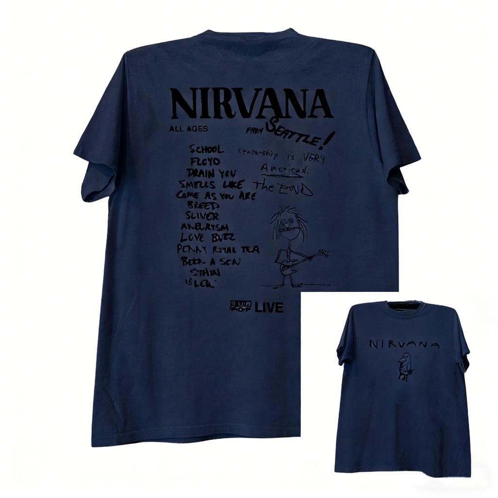 Hot Sale Nirvana Band Peripherals Graphic Print T-shirt Men Women College Style American Graffiti High-Street Oversized Short Sleeve Summer New Tee