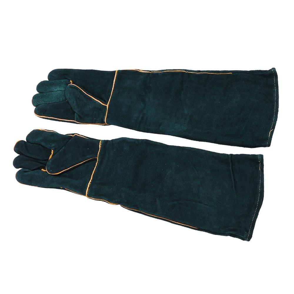 60Cm Length Pet Bite Tough Glove Extended Cuff Thick Cowhide Anti Scratch Glove Tear Proof Sturdy Texture