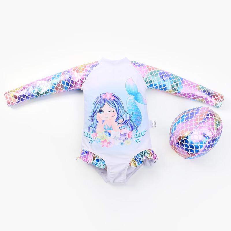 Girl's Long-Sleeve Mermaid Princess One-Piece Swimsuit