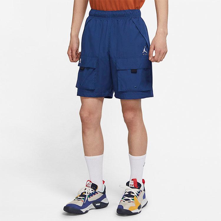 Jordan Logo Print Lace-Up Solid Elastic Waistband Woven Casual Shorts Men Shorts Navy-Blue DA7240-410