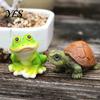 Small Tabletop Garden Decor Mini Resin Frog And Turtle Statues, Micro Landscape Animal Ornaments, Succulents Planter Embellishments Figurines for Pots