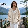 Everyday Layering Piece Autumn Winter Casual Coat, Hoolded Long Sleeve Jacket, Comfortable Commuter Apparel Loose Fit Vertical Corduroy Outerwear with