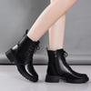 Winter and Autumn Thick-soled Leather Boots for Women, Short Boots with Added Fleece Lining, Women's Shoes
