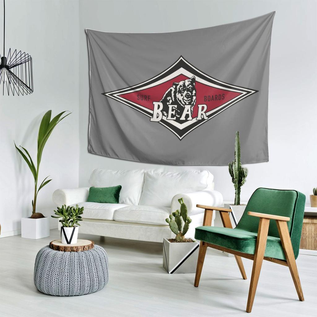 Vintage Surfing Bear Big Wednesday Cult Surfboard Surf Logo Tapestry Decor Art Aesthetic Tapestries Home Wall Cloth Wall Hanging