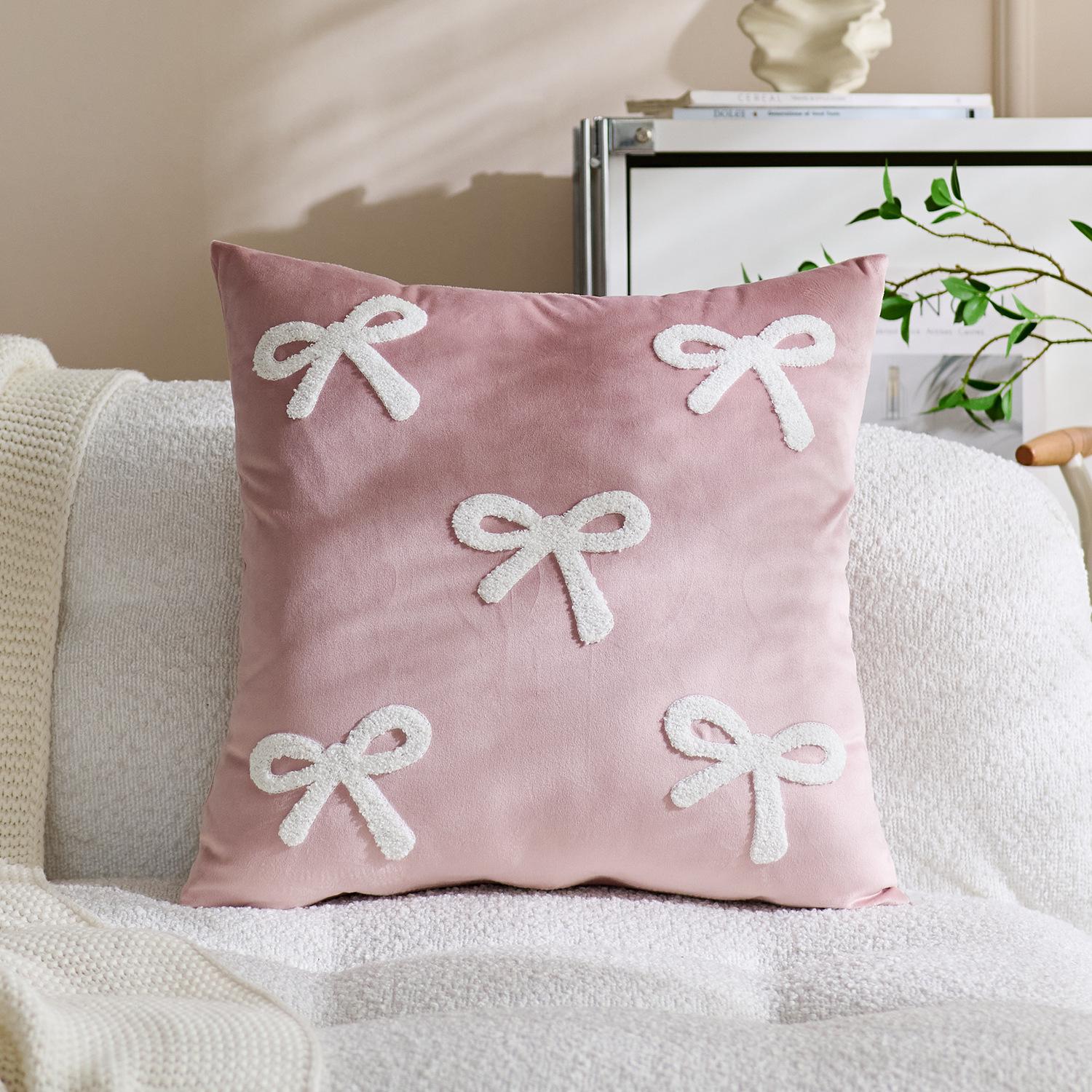 30x50/45x45cm Fluwelen Bank Kussenhoes Cojines Strik Schattig Effen Kleur Kussenhoes Hoofdeinde Kussenhoezen Decoratie Huis 45x45cm