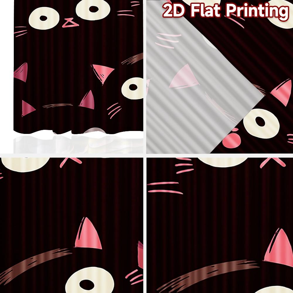 2D-Flachdruck, 2-teilige Vorhänge (Ohne Stange) Halloween Schwarze Katzen Gesichter (2) Moderne modische Gardinen für den Ramadan