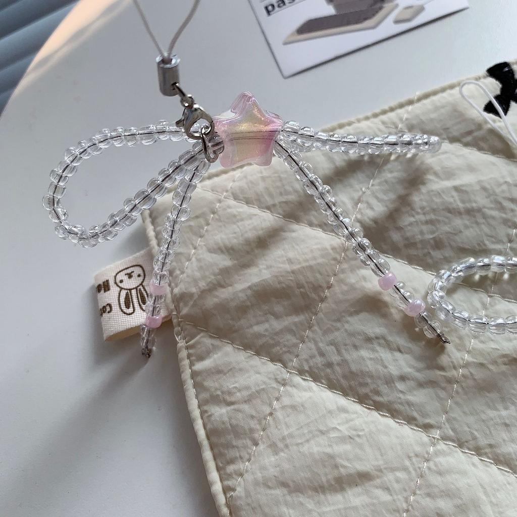 Stylish Bowknot Beaded Phone Charm Strap Durable Mobile Phone Charm Hangings Decoration Exquisite Phone Strap Chain