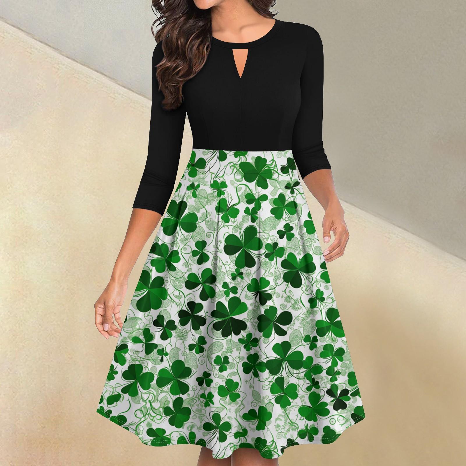 

Женское повседневное и модное платье с цветочным принтом, рукавом 3/4, карманом и молнией сзади S