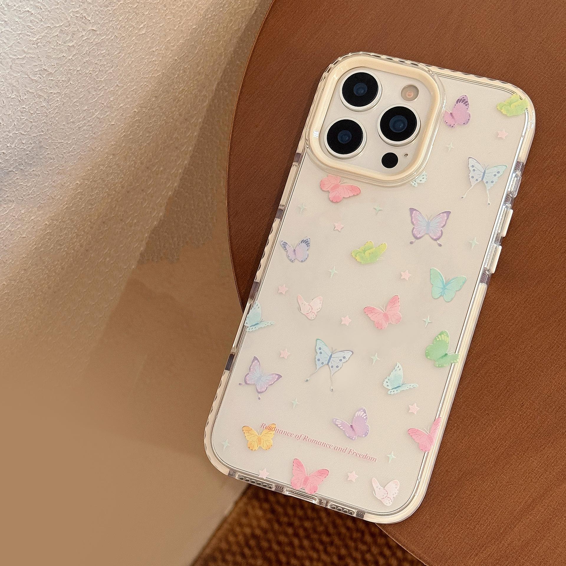 

Свежий Красочный Бабочка 16promax Прозрачный Чехол для Мобильного Телефона iPhone 15 Подходит для 13 Вращающийся Магнитный Кронштейн 12pro max (6.7)