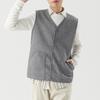 Men Waistcoat V-Neck Sleeveless Single-Breasted Vest Coat Solid Color Velvet Lined Warm Vest Jacket with Pockets