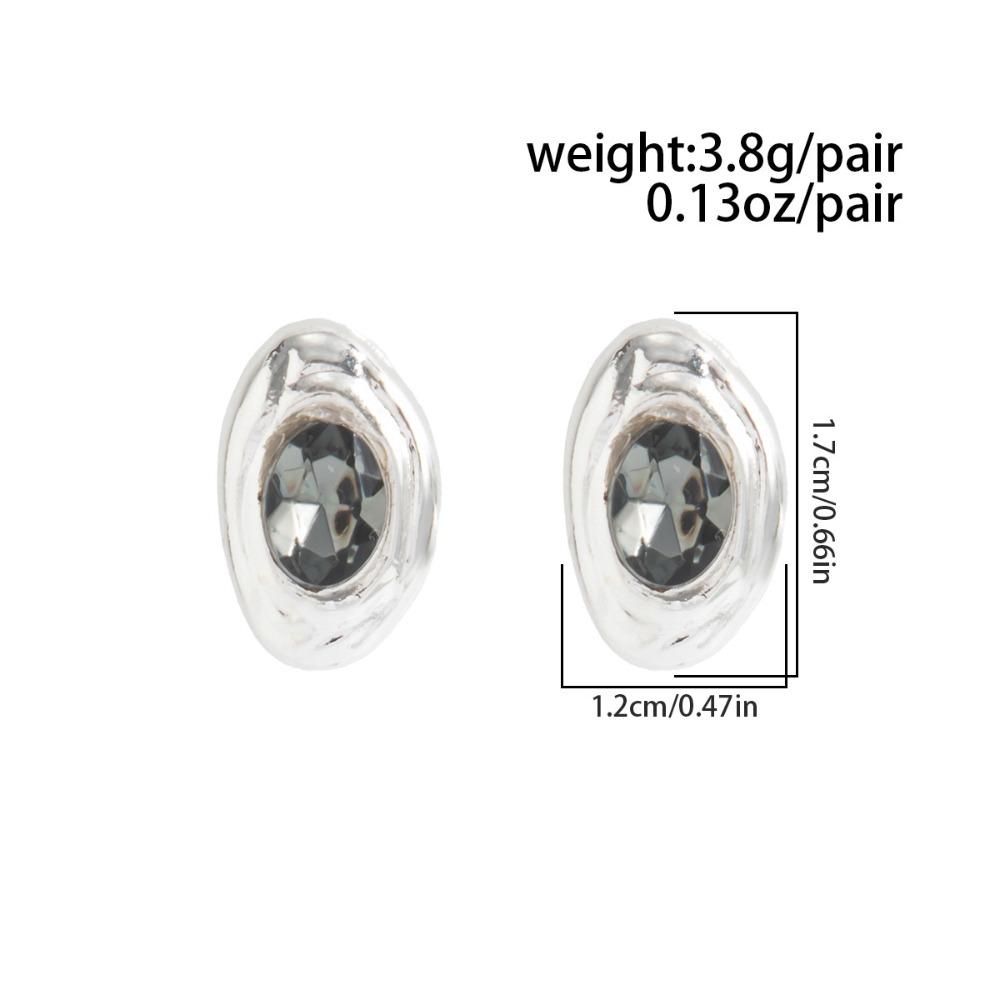 Irregular liquid metal wrinkled earrings with temperament for commuting, diamond studded transparent gemstone earrings for women