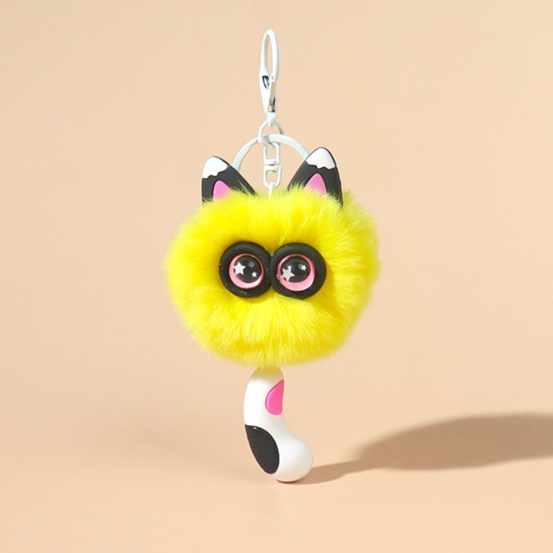 Niedlicher Rexkaninchenhaar Kätzchen Schlüsselanhänger Anhänger Mädchen Herz Plüsch Cartoon Puppe Puppe Taschenzubehör Geschenk