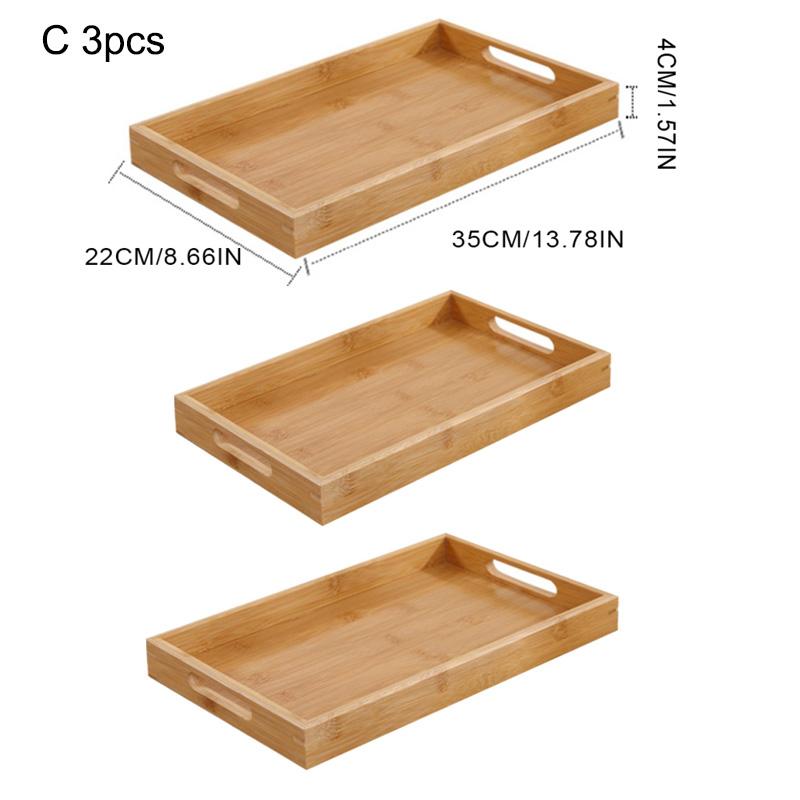Tavă organizatoare lată din bambus Coș de depozitare cu mânere pentru tacâmuri linguri de servire ustensile de gătit ceainic ceașcă