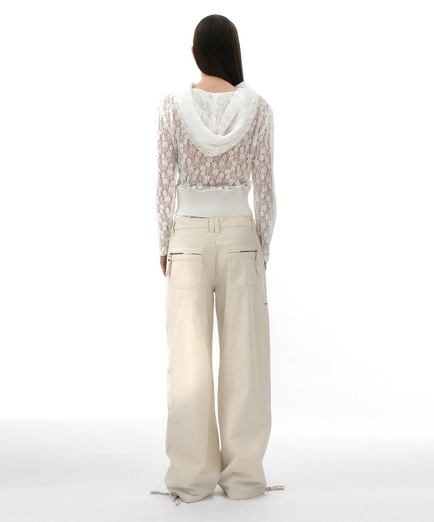 PARTIMENTO WOMEN Double Layered Waist Cargo Pants_Ecru