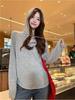 Korean-Style V-Neck Hooded T-Shirt for Women - Casual Loose Fit, Half-Buttoned, Early Autumn Top