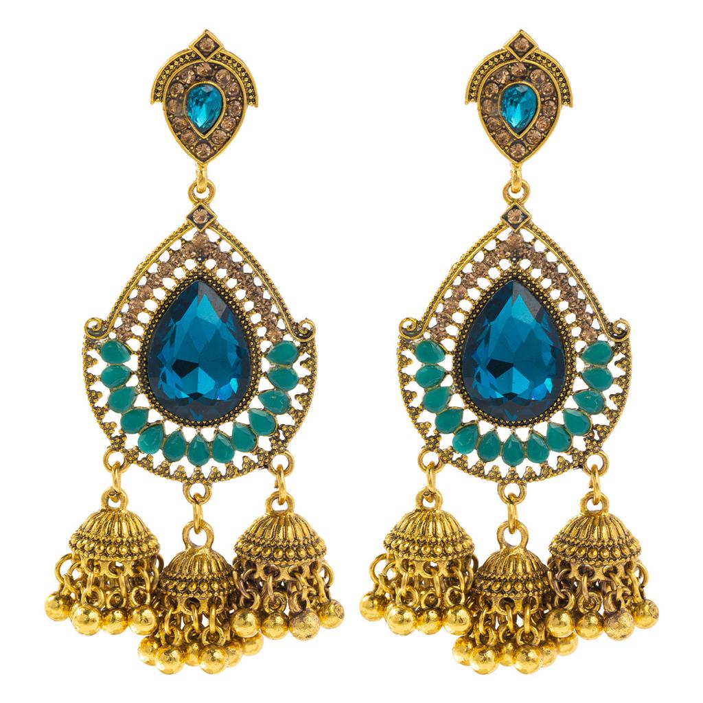Ethnic Vintage Women's Geometric Turkish Jhumka Earrings Indian Jewelry Tassel Dangling Earring