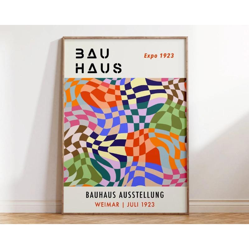 Bright Colourful Mid Century Bauhaus Wall Art Poster Geometric Canvas Prints Living Room Bedroom Artwork for Home Decor Gift