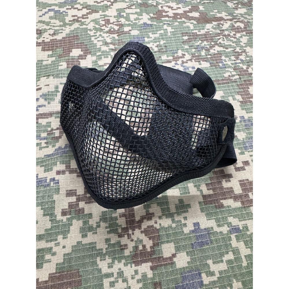 Maschera Facciale Mezza Faccia in Acciaio con Doppia Cinghia V1, Maschera Protettiva Tattica Camo per CS Airsoft Wargame Allenamento