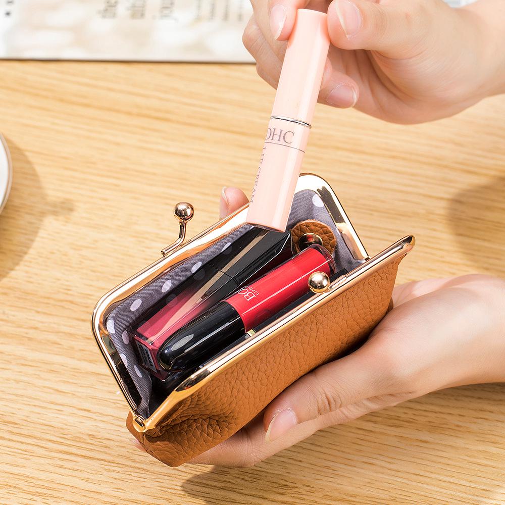 Women's Genuine Leather Mini Coin Purse - Fashionable Cowhide Lipstick Storage Bag
