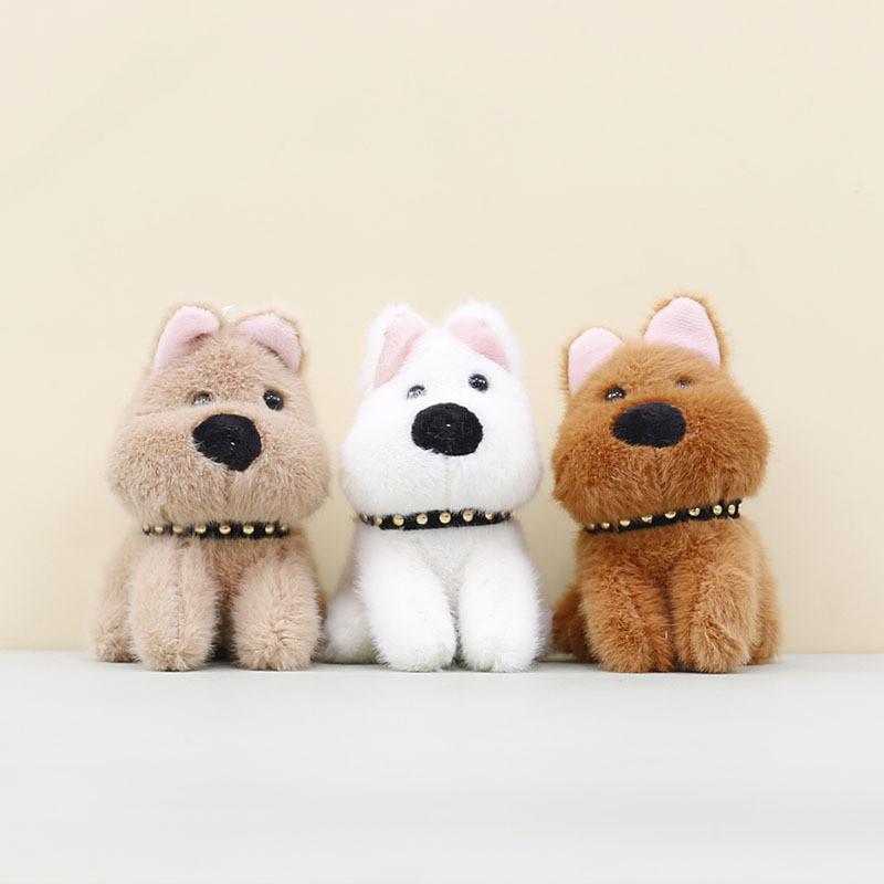 Small Dog Plush Doll With Collar And Keyring Perfect For Gifts And Decorations