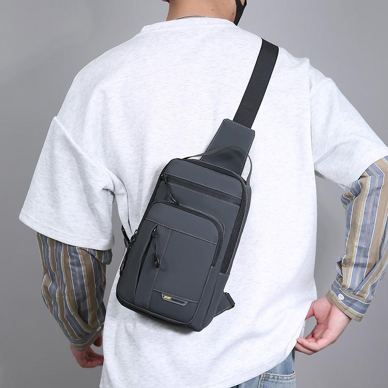 Multi-Layer Men's Chest Bag Handbag Solid Color Shoulder Bag