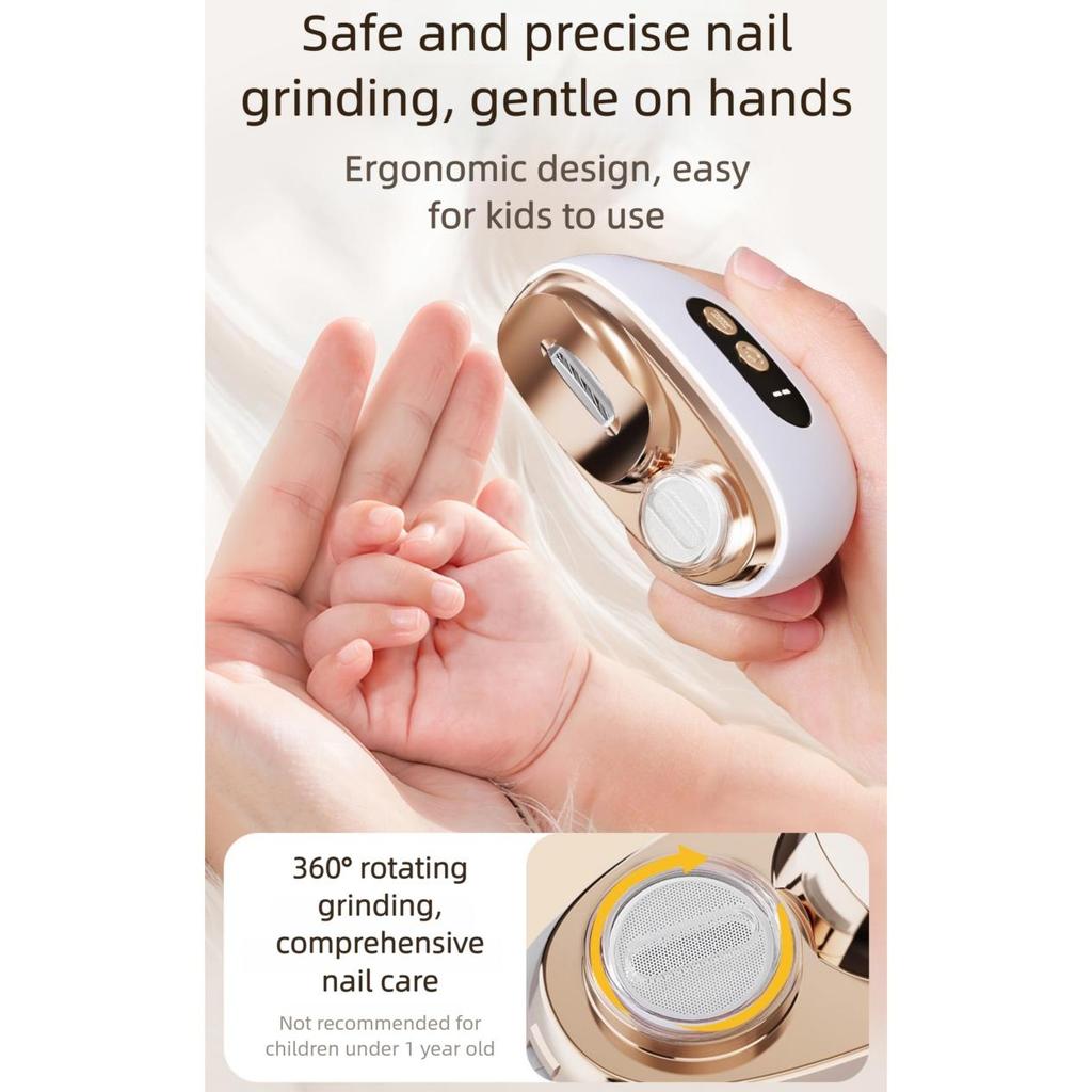 3 In 1 Electric Nail Trimmer Automatic Polished Baby Nails Scissors Clipper Manicure Cutter Supplies With LED Lighting