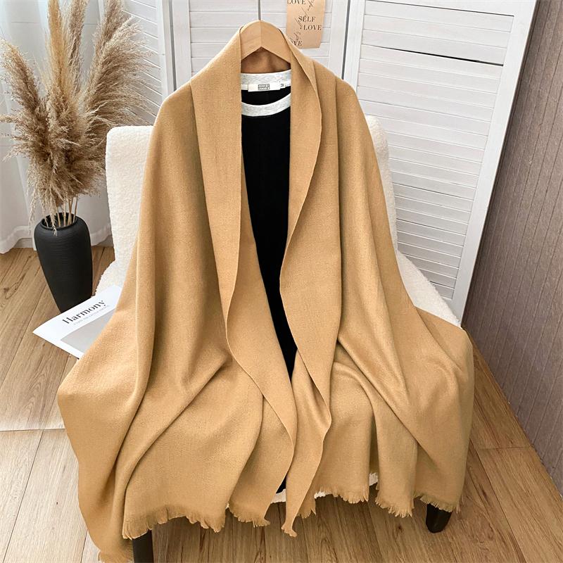 Winter Scarf For Women Cashmere Warm Solid Pashmina Blanket Wraps Female Thick Soft Bufanda Tassel Shawl Wrap Poncho Echarpe