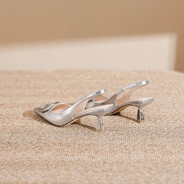 Internet celebrities popular Baotou sandals women's summer thin women's shoes square buckle with empty single shoes stiletto high heels