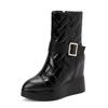 12CM ultra-high heel inner height increase and thin fashion boots autumn and winter new British pointed thick-soled belt buckle Martin boots women