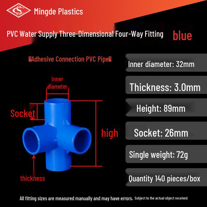 PVC Vícesměrné 3D Plastové Fitinky pro Vodovodní Potrubí (Pravoúhlý, Čtyřcestný, Pěticestný, Šesticestný T-kus)