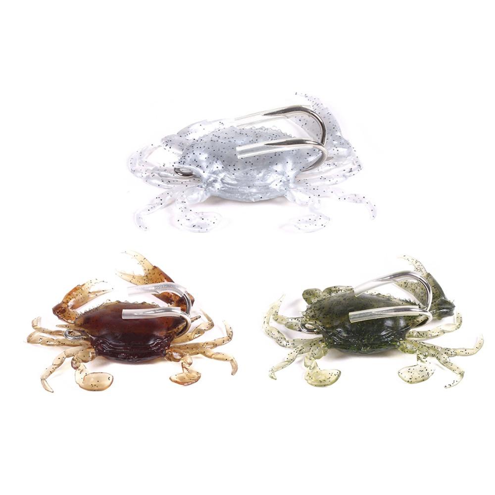 

3PCS Double Sharp Hooks Crab Bait Soft Fishing Lures Durable Artificial Bait Crab Saltwater Fishing 3PCS