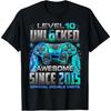 Level 10 Unlocked Awesome Since 2015 10th Birthday Gaming T-Shirt
