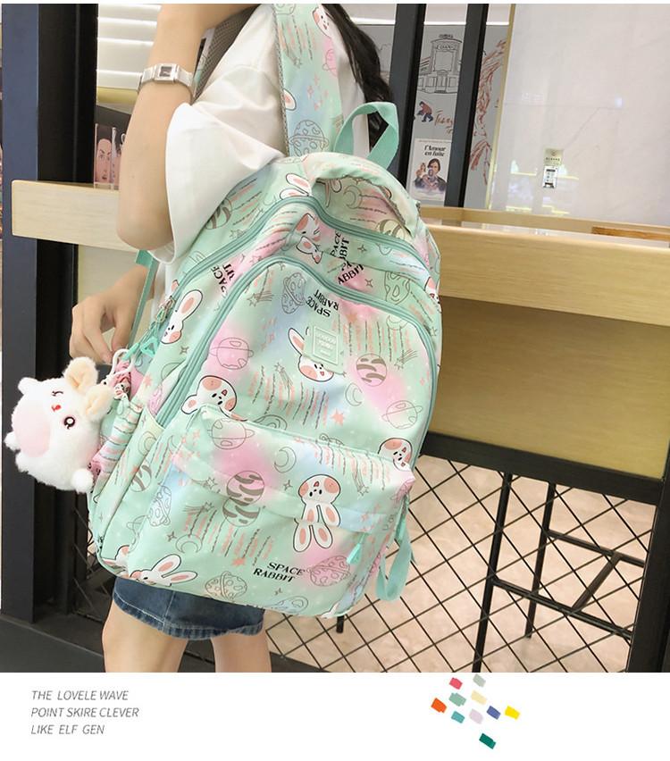 2023 New Cartoon Printed Backpack For Girls Korean Version Cute And Lightweight Nylon Material Breathable And Durable School Shoulder Bag