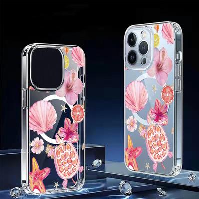 Coque Magnétique Transparente Rose Coquille pour iPhone 15/16/17 Pro Max - Protection Couvrante Intégrale