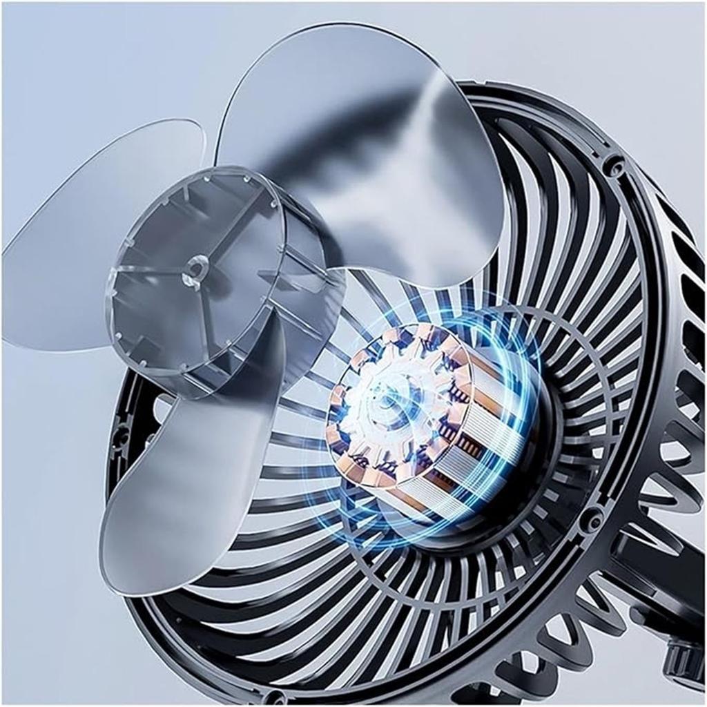 12V/24V USB Car Dashboard Fan - Adjustable Suction Cup Mount, 360° Rotating Clip- Fan for Vehicles