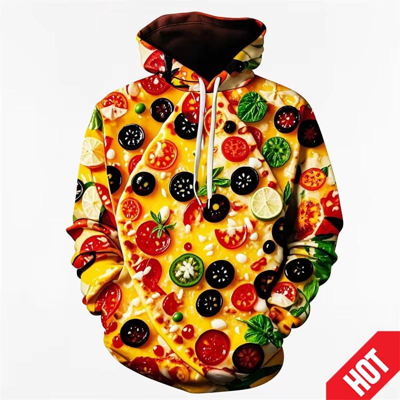 Men's Clothing 3D Printed Funny Food Pizza Hoodie Men's Streetwear Men's Oversized Hoodie Pullover Men's Autumn Hoodie