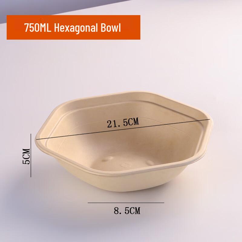 COFLYEE Biodegradable Hexagonal Meal Prep Containers 750ml