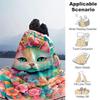 1pc Pink Cat Art with Floral Accents Blanket, Soft Throw for Room Decor