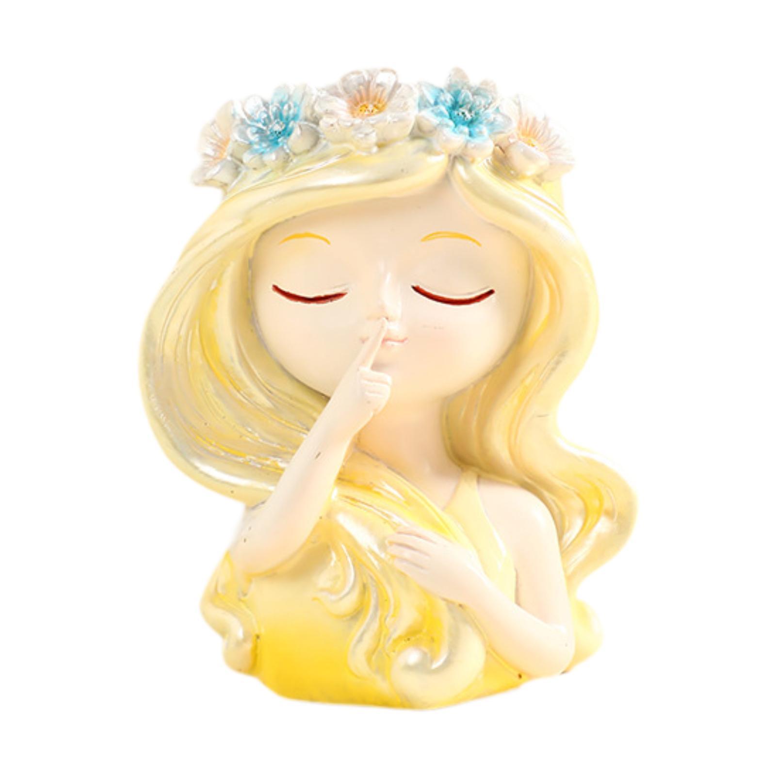 

Fairy Head Plant Pot Resin Portable Versatile Cute Statue Decoration Ornament жёлтый