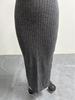 2025 High-Waisted Knit Skirt with Side Slit - Autumn/Winter European & American Style for Women