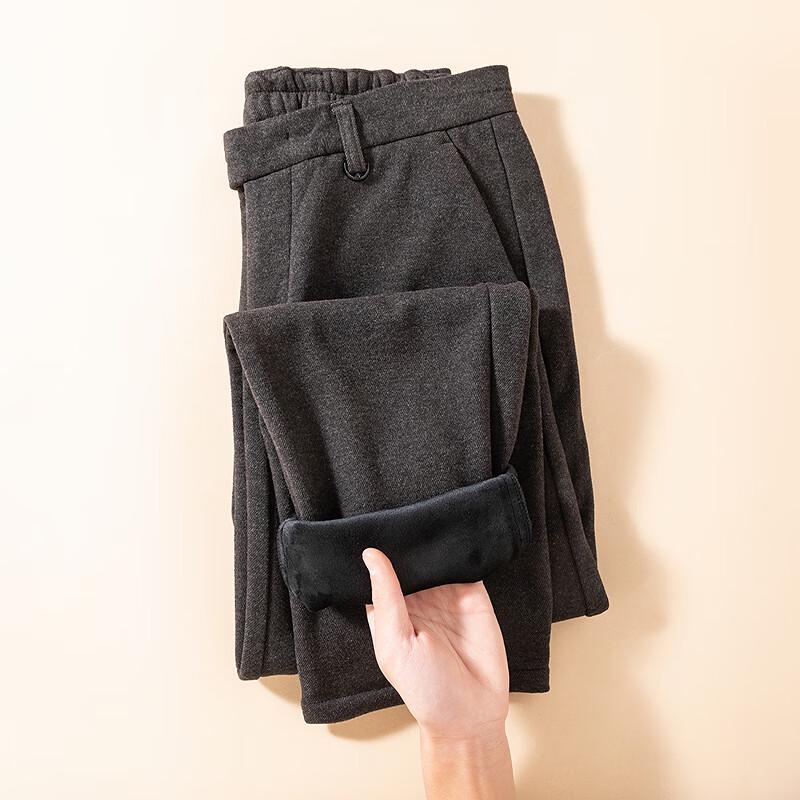 

FAPAI Men s Fleece-Lined Wool Blend Straight-Leg Trousers 5XL