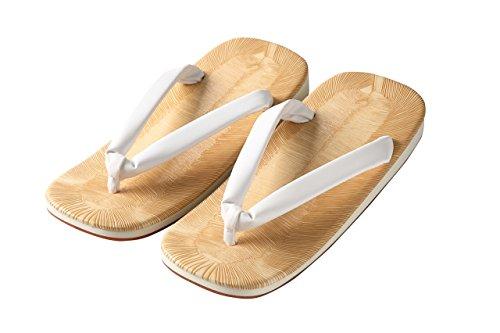 Edoten Geta Sandals, Made In Japan, Yellow Tatami Fabric, Non-Slip Candy Soles, White Straps, Size 3L (XXL)