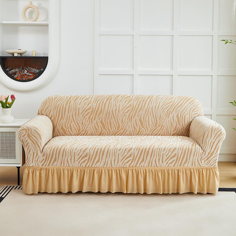 1pc Cationic Wave Skirt Sofa Cover All-inclusive Elastic Jacquard Sofa Slipcover Universal Anti-slip Adjustable Sofa Protector