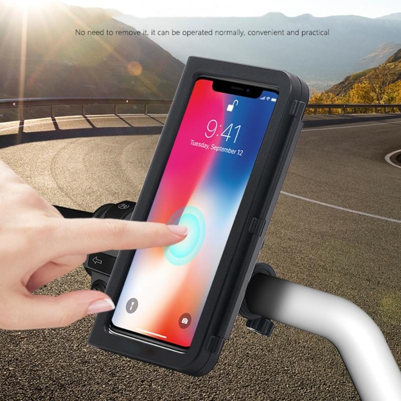 Bike Phone Mount Waterproof, Motorcycle Phone Mount with Aluminum Handlebar Mount Base Touching Screen Phone Case