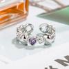 925 Sterling Silver Plated Sun Moon Sunflower Heart Rings for Women Original Flower Wedding Crystal Luxury Jewelry R5375