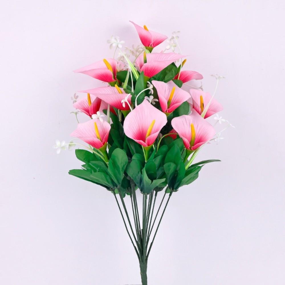 18-head Calla Lily Artificial Bouquet High Pole Home Living Room Decoration Simulation Calla Lily Flowers with Leaves розовый