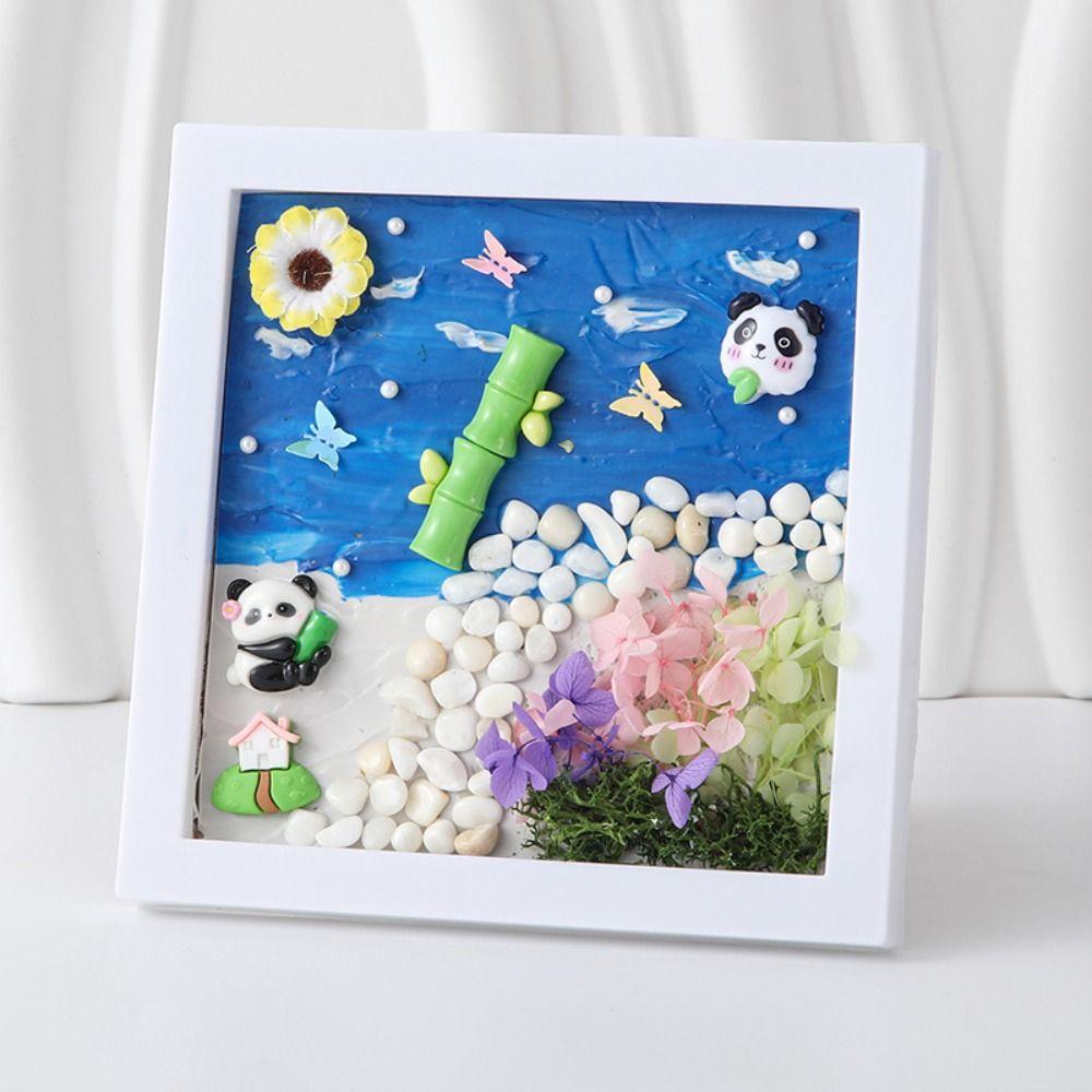 Cartoon DIY Photo Frame Wood Material Photo Wood Frame 3D Ocean Scenery Painting  Gift Making