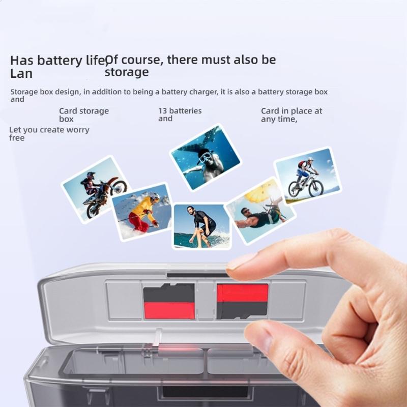 Portable 2 Battery Charging Case Rapid Charging Technology For Sports Cameras